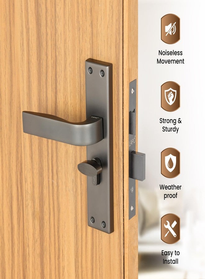 LAPO Main Door Handle Set, Heavy Duty Front Door Lock Set with Keys 60mm Cylinder, 45x50mm Lockbody - Ideal for Home, Bedroom, Office, Hotel (Black Finish, 3 Years Warranty) CY-289 - Image 3